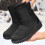 Snow Boots Unisex Shearling-Lined Almond Toe Black Size 6.5 6