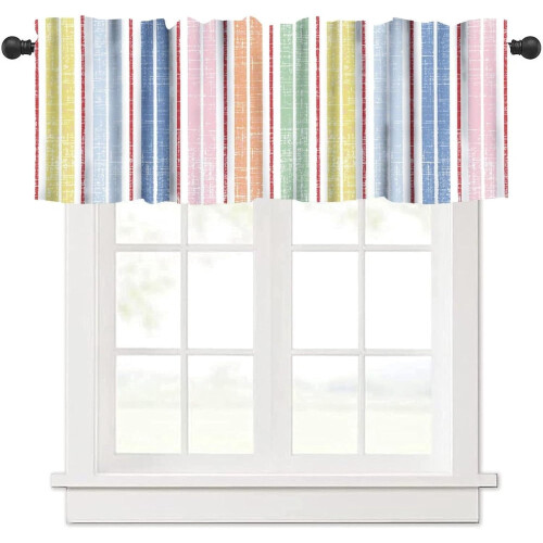 Kitchen Valance Striped Abstract Pastel 54x18 inch