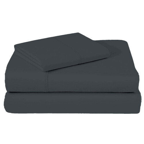 Dark Gray King Bed Sheet Set Plain Woolen Four-Piece