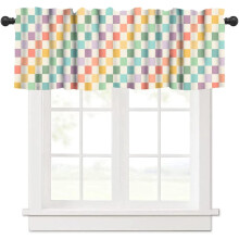 Gradient Grid Valance Curtains 54x18 inch Rod Pocket