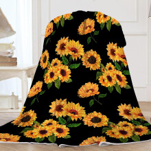 Sunflower Throw Blanket Black 50 x 60 inches