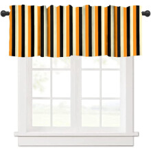 Striped Valance Curtain 54x18in Brown Black Beige Rod Pocket