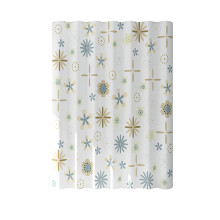 White waterproof plastic shower curtain with fish and blue