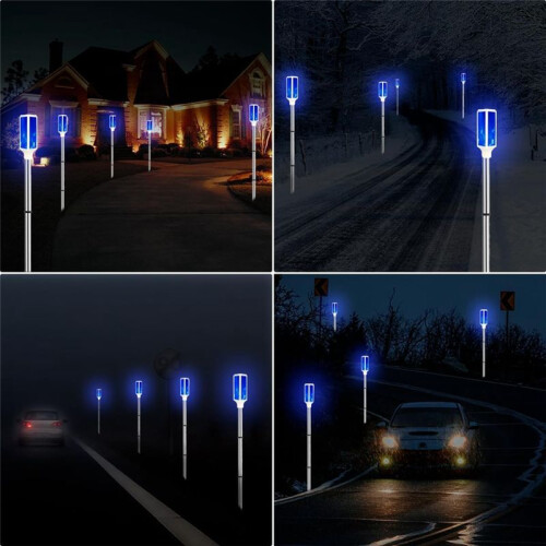 4pcs Solar Lights Outdoor, Waterproof Driveway Markers Reflective, Warning Flash Light with 2 Lighting Modes 1