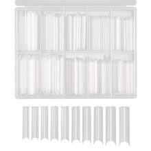 C Curve Nail Tips Clear Square Half Cover 240 Pcs