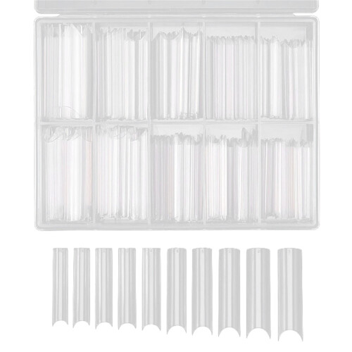 C Curve Nail Tips Clear Square Half Cover 240 Pcs