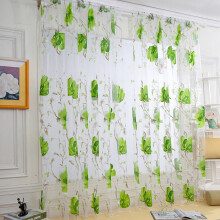 Vines Leaves Tulle Curtain Panel Sheer Scarf Valance Ink