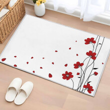 Red Flower Petals Rectangle Rug 2x3ft Abstract Stripe Design