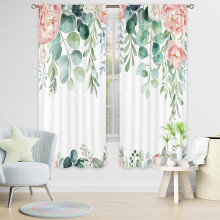 Pink Floral Eucalyptus Curtains Rod Pocket 42x63 Inch 2