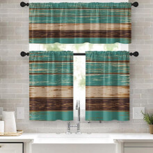 Beige and Orange Abstract Kitchen Curtains Set of 3