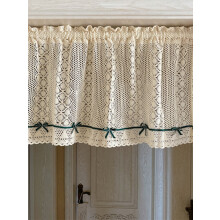 Handmade Crochet Curtain Tiers Rustic Boho Farmhouse Rod