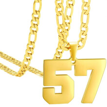 Stainless Steel Sports Necklace Gold Number 57