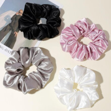 Satin Silk Scrunchies for Thick Hair 4 Pack