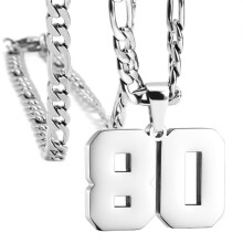 Stainless Steel Sports Necklace Silver Number 80