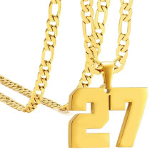Stainless Steel Sports Necklace Gold Number 27