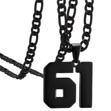 Stainless Steel Athlete Number Necklace Black 61