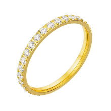 Stainless Steel Wedding Ring with Zirconia Gold Size 8