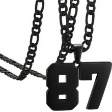 Stainless Steel Sports Necklace Black Number 87