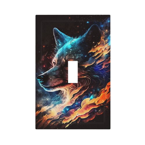 Wolf Galaxy Fire Space Light Switch Cover 1-Gang