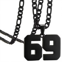 Stainless Steel Sports Necklace Black Number 69