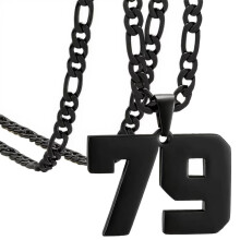 Stainless Steel Athlete Necklace Black Number 79