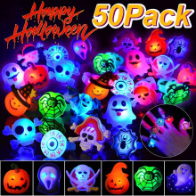 Halloween Light Up Rings Glow in Dark 50 Pcs