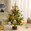 18 inch pre-lit mini Christmas tree gold artificial 1