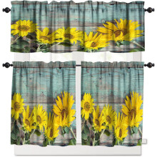 Sunflower Kitchen Valances Rod Pocket Rustic Yellow Floral