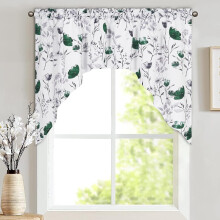 Kitchen Curtains Green Floral Print Valance 61" W x 36"