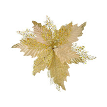 Glitter Poinsettia Flowers Artificial 3-Tier 14.57 Inch
