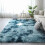 Blue Bedroom Carpet 50x80cm Soft Non-Slip Polyester 1
