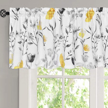 Flower Print Valance Curtain Yellow 52W x 18L