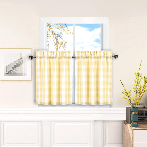 Kitchen Buffalo Check Valance, Yarn Dyed, 28x24 inches