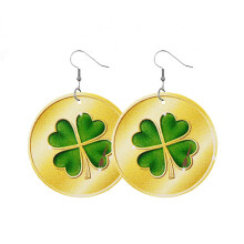 St. Patrick's Day Earrings Green Geometric Irish Design 1