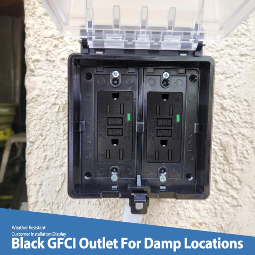 Black GFCI Outlet 15A 120V with LED Indicator 1