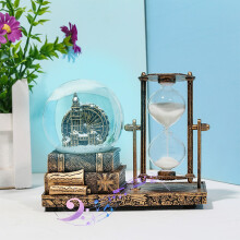 LED Music Snow Globe with Crystal Tower Design, Rotatable