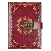 Wine Vintage B6 Diary Journal with Password Lock Golden