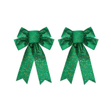 Christmas Tree Bows Silver Gold Green Red 2-Pack 33x23cm