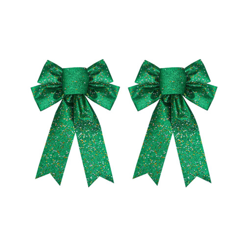 Christmas Tree Bows Silver Gold Green Red 2-Pack 33x23cm