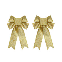 Christmas Tree Bow Decorations Silver Gold Green Red 33x23cm