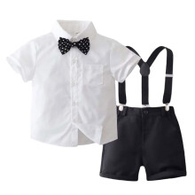 Baby Boy Easter Outfit White Shirt Bowtie Suspender Pants