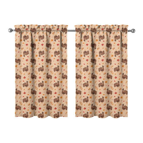 Plaid Pumpkin Tier Curtains Autumn Maple Design 2 Pack