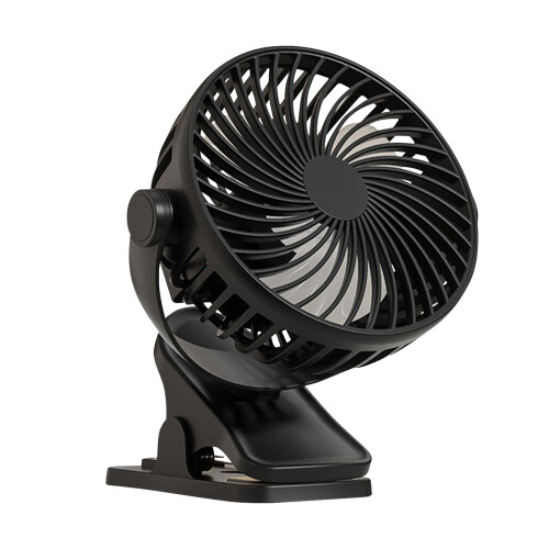 Clip-on Desk Fan Black 3 Speeds Rechargeable