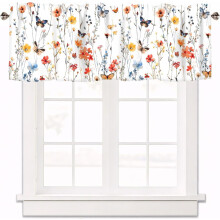 Spring Wildflowers Watercolor Curtain Valance 54x18 in Pink