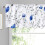Flower Print Kitchen Curtain Valance Blue 52W x 18L 1 Panel 1