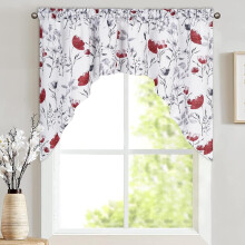 Kitchen curtain valance red floral print 61" W x 36"