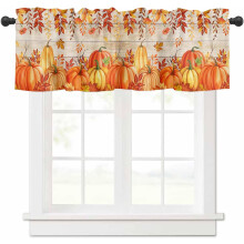 Fall Curtain Valance Rod Pocket 54x18 Inch Pumpkin Maple