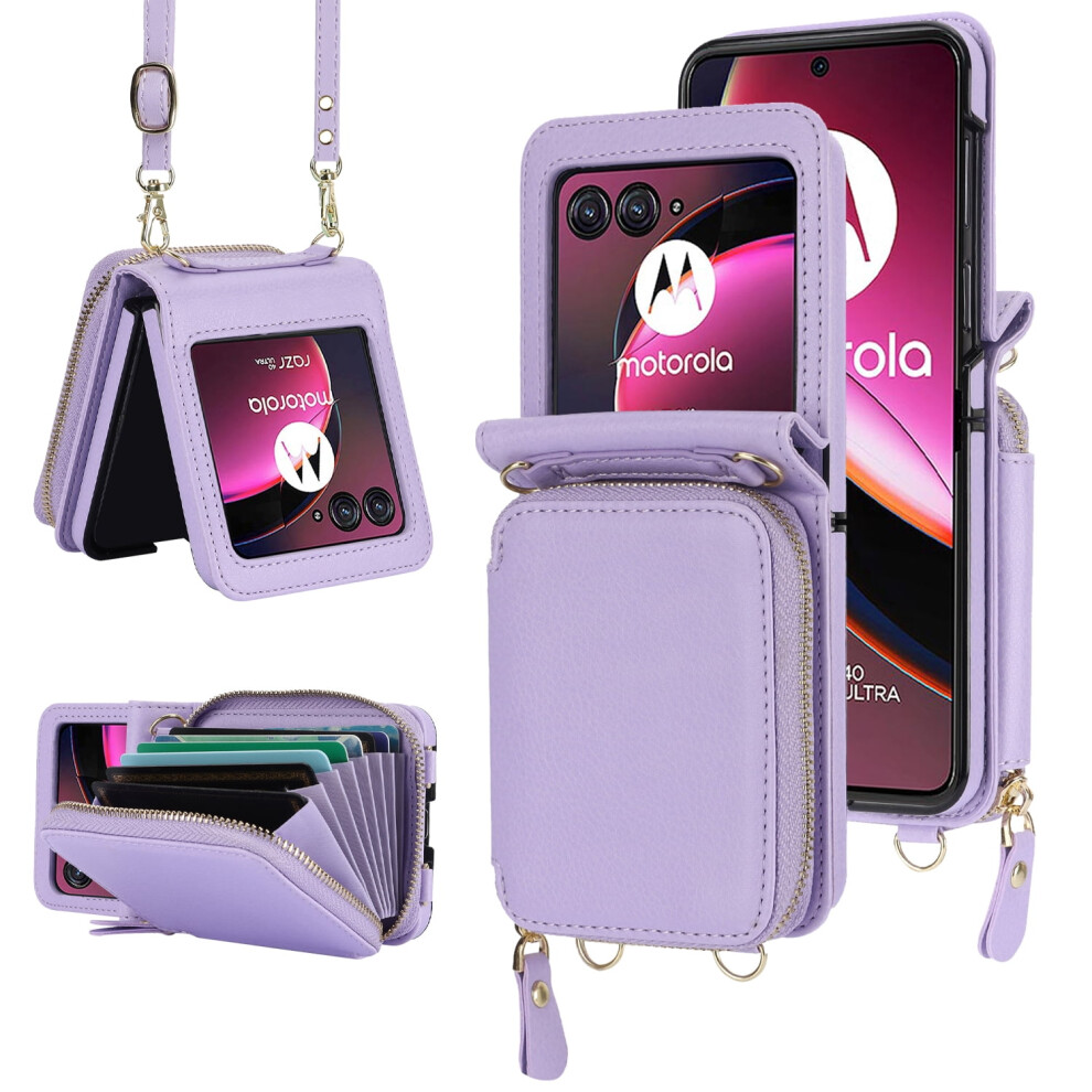 Motorola Razr+ 2024 Crossbody Wallet Case Light Purple 9097180197065