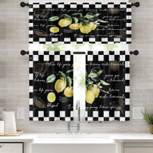 Lemon Kitchen Curtains Valance and Tier Set 36 inch