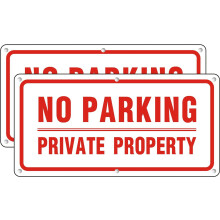 No Parking Sign Reflective Aluminum 10x14 Inches (2 Pack)